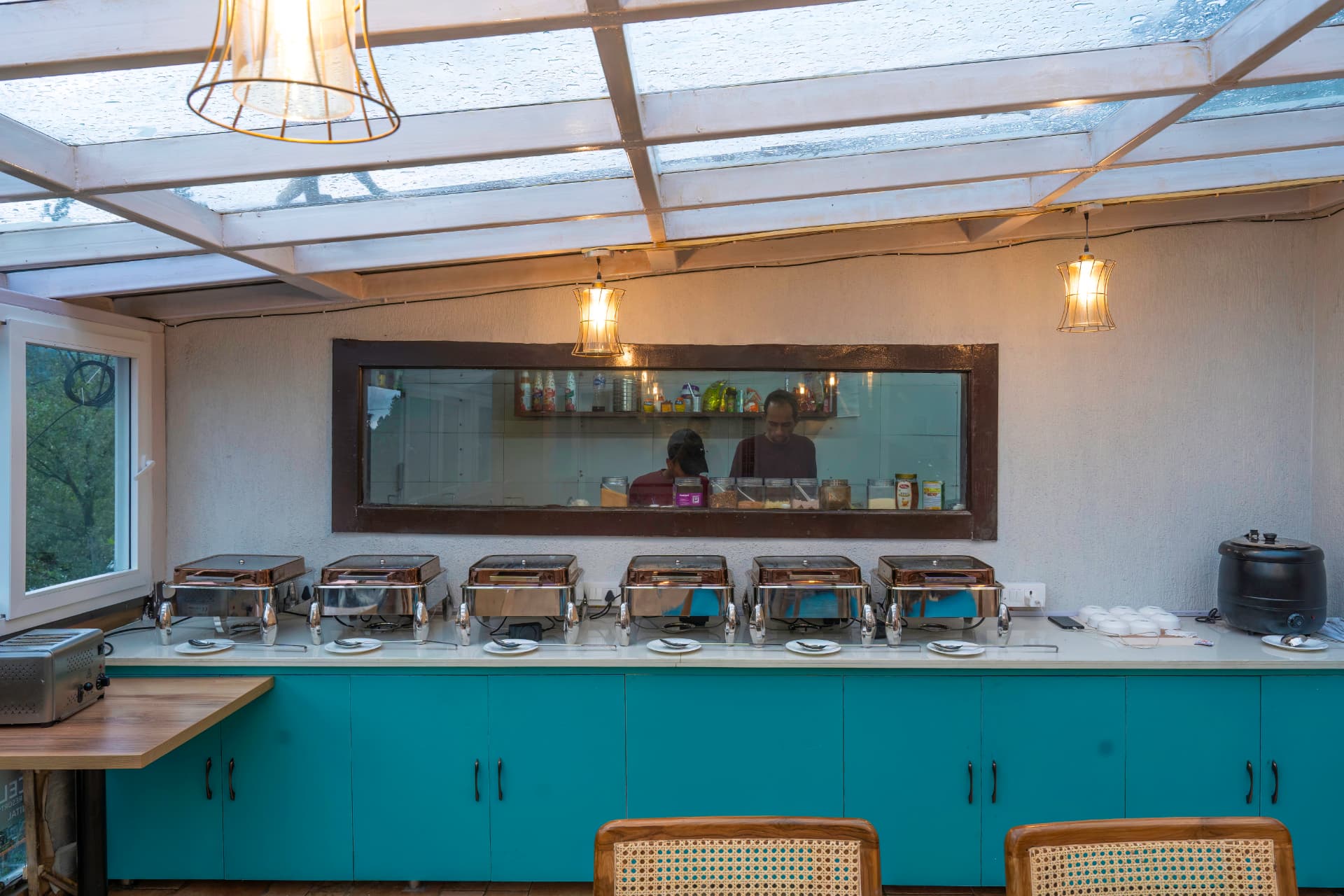 Buffet counter and live cooking station at Foxo Cafe, Excel Hotels & Resorts Nainital