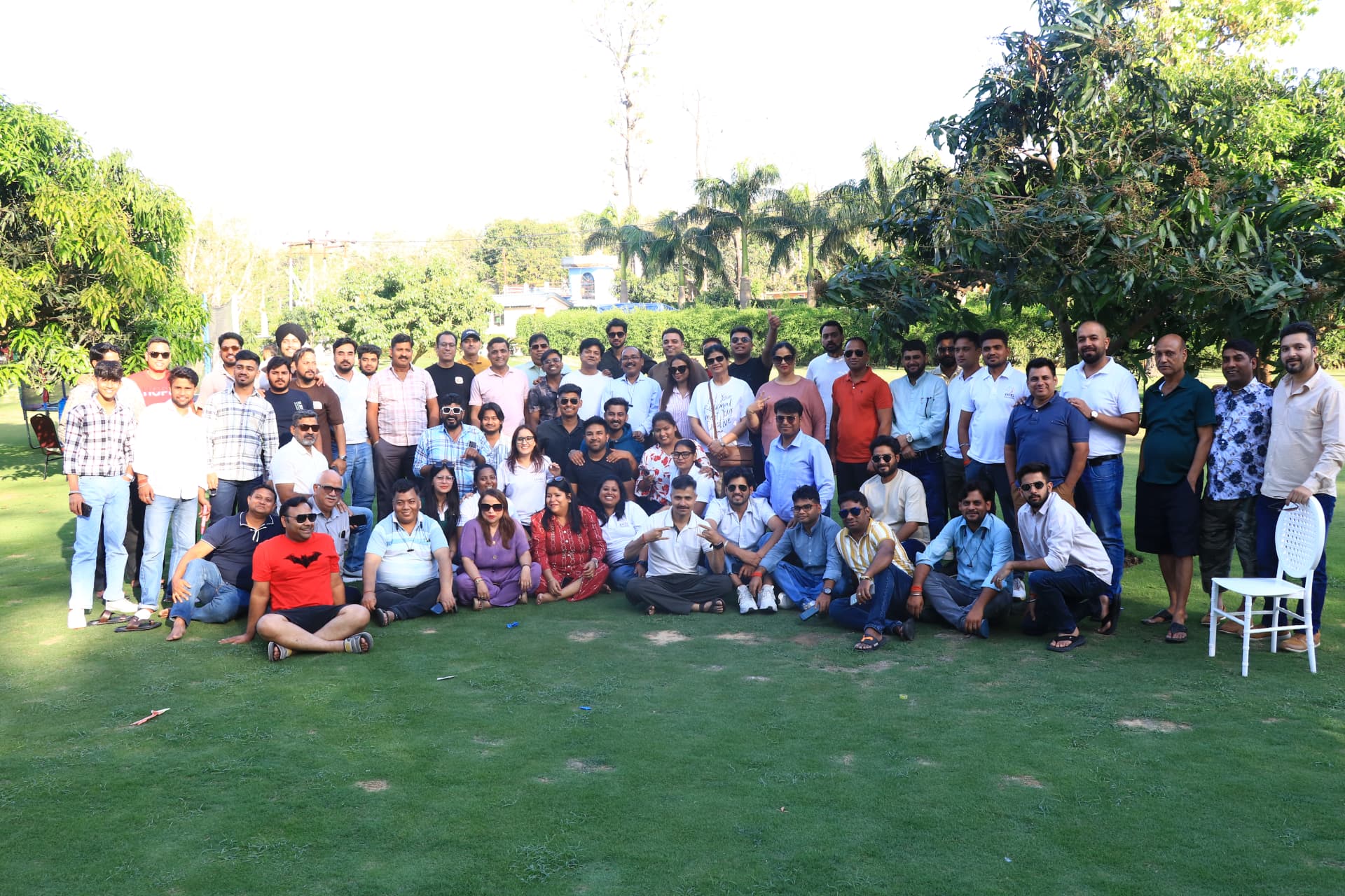 Travel partners and Excel Hotels & Resorts team gathered on the lawn during the Grand FAM Trip 2026 in Jim Corbett