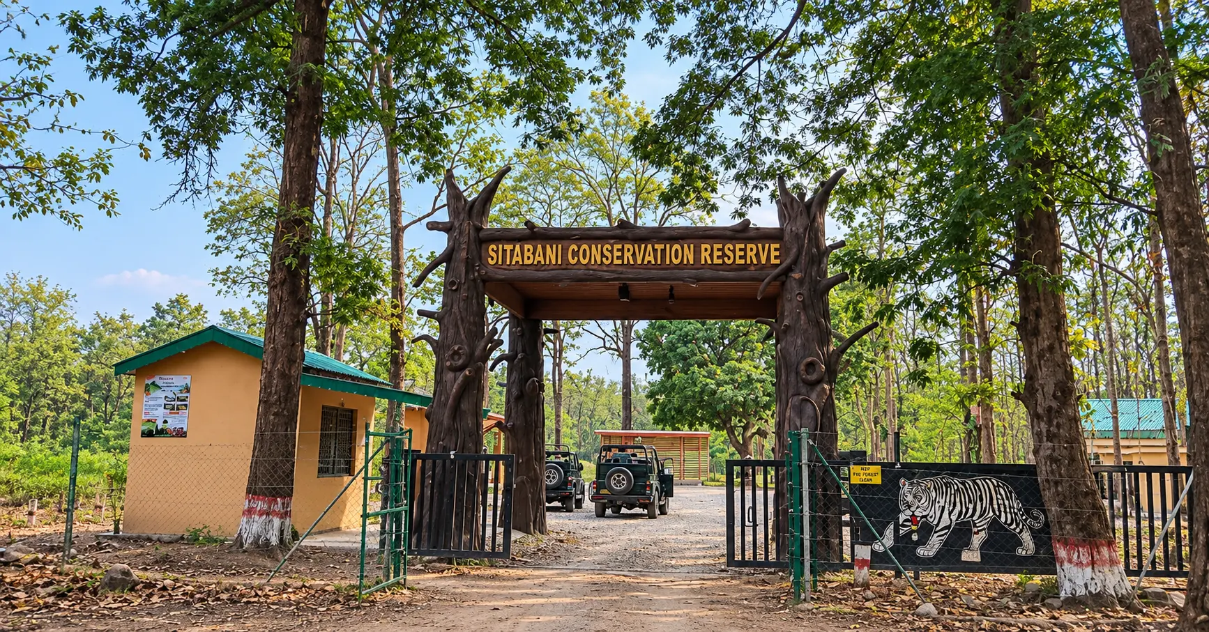 Forest gateway and trail leading into the Sitabani woodland near Jim Corbett