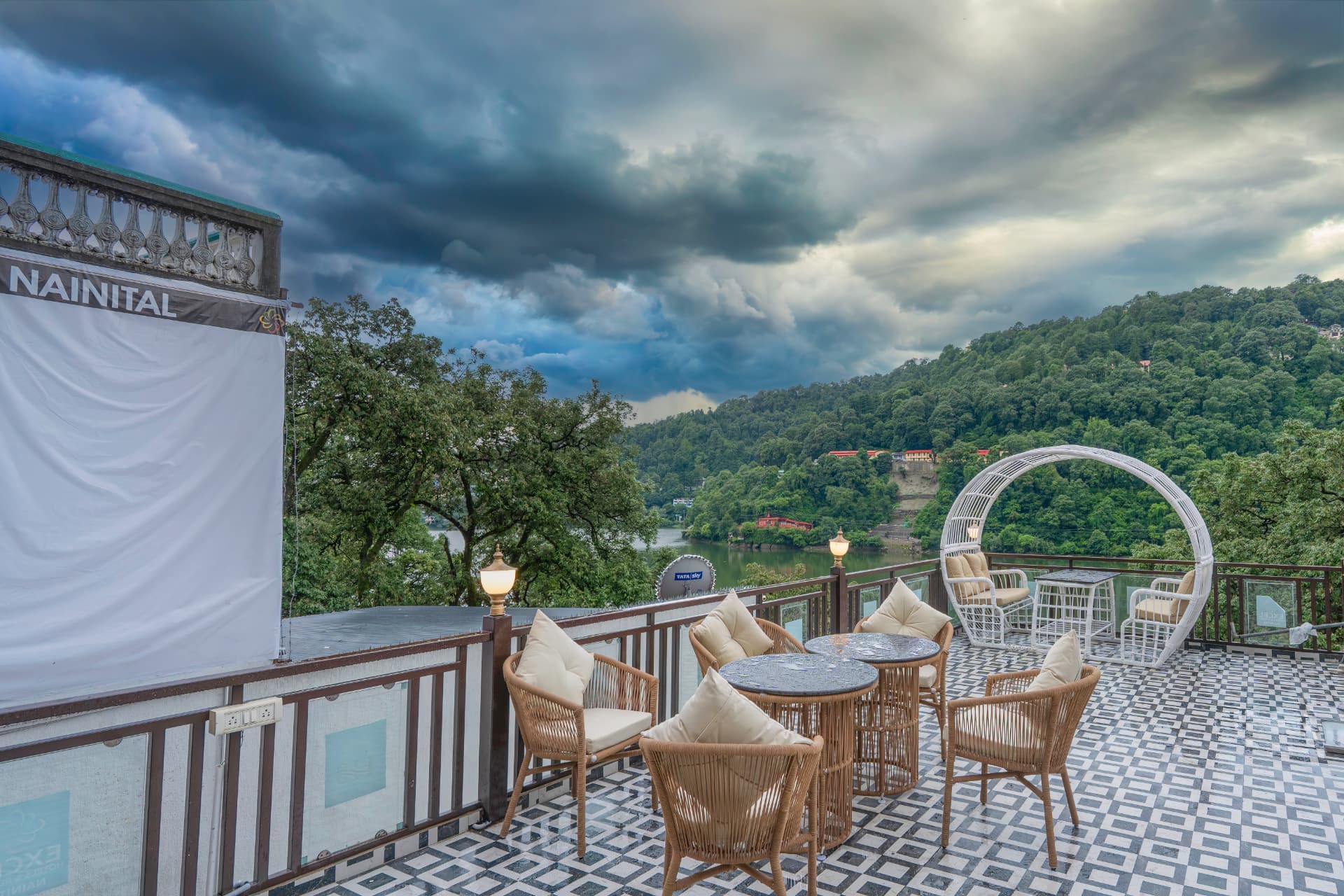 Open-air terrace overlooking Naini Lake at Excel Hotels & Resorts Nainital