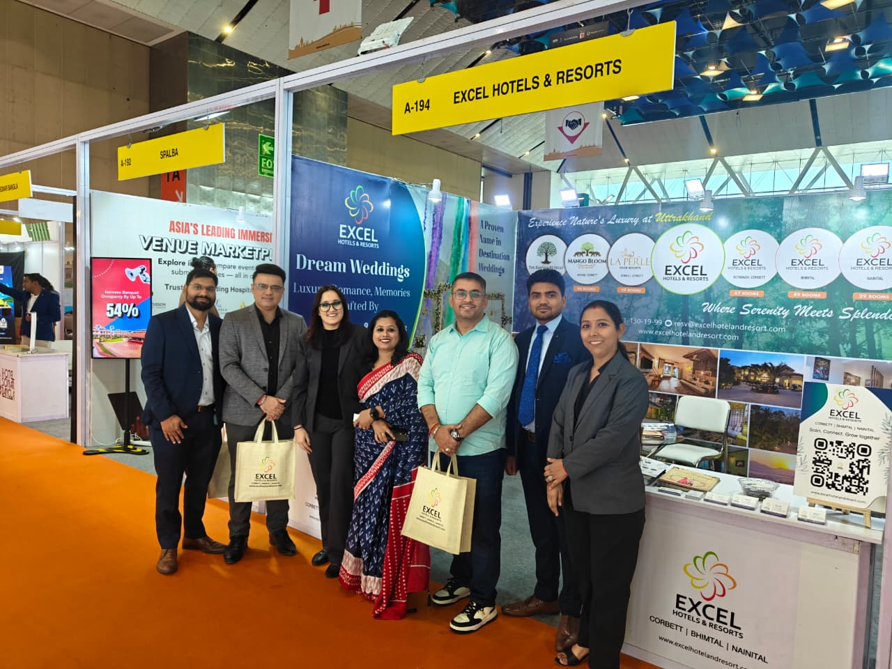 Excel Hotels & Resorts team and travel partners at the SATTE 2026 exhibition stand