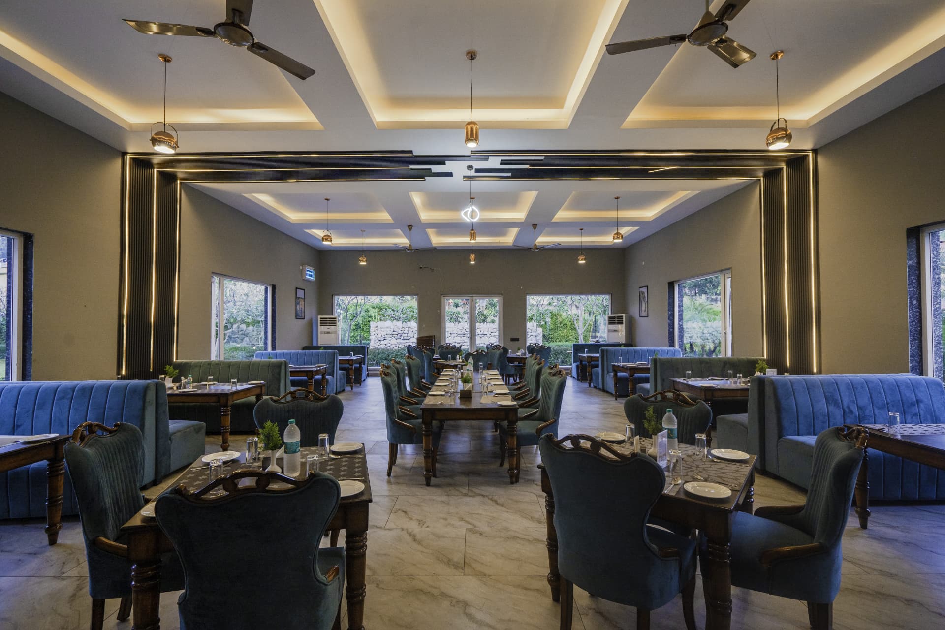 Mango Bloom restaurant table set for evening service