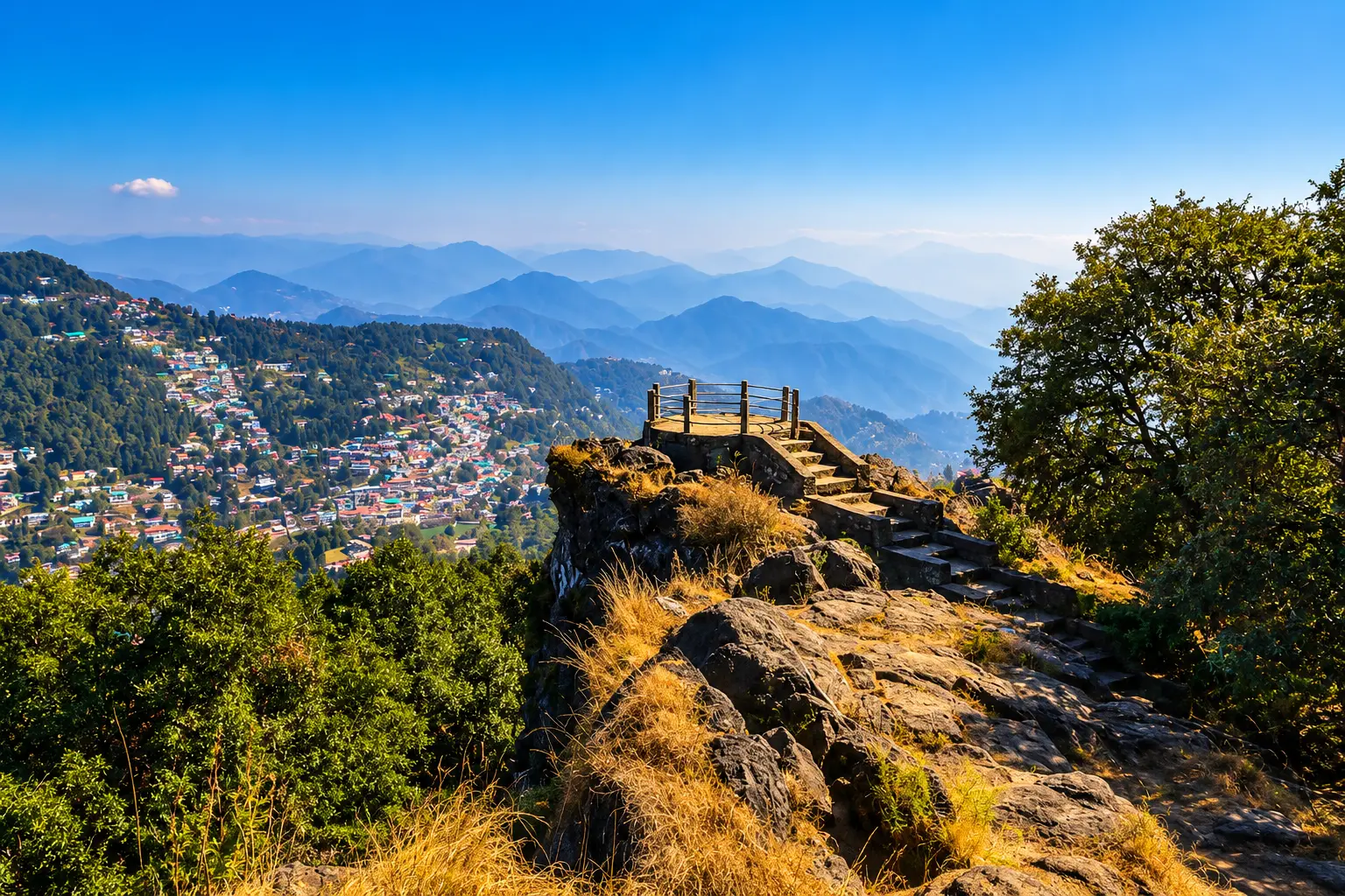 Panoramic views from Tiffin Top viewpoint, Nainital