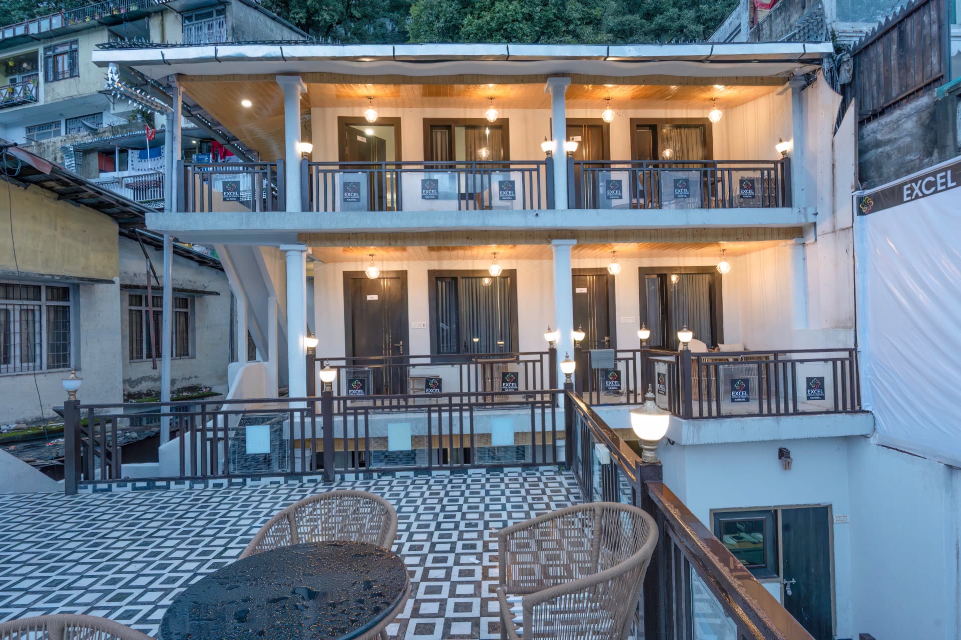 Terraces and guest-room balconies at Excel Hotels & Resorts Nainital