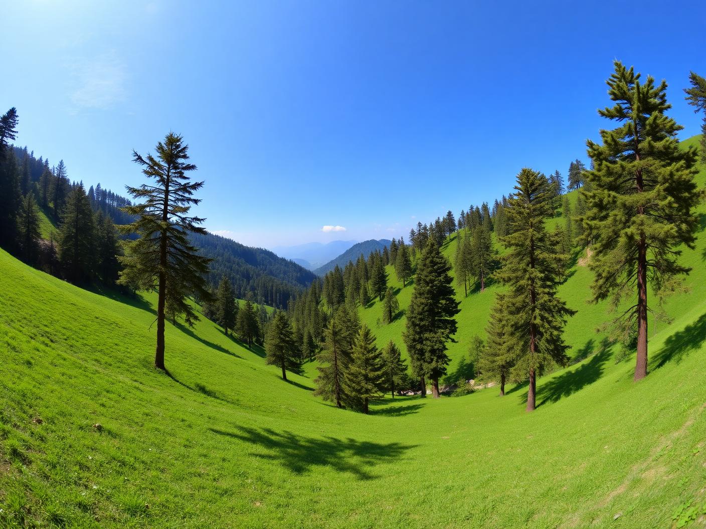 Green Himalayan foothills and pine forests surrounding outdoor recreation areas in Bhimtal
