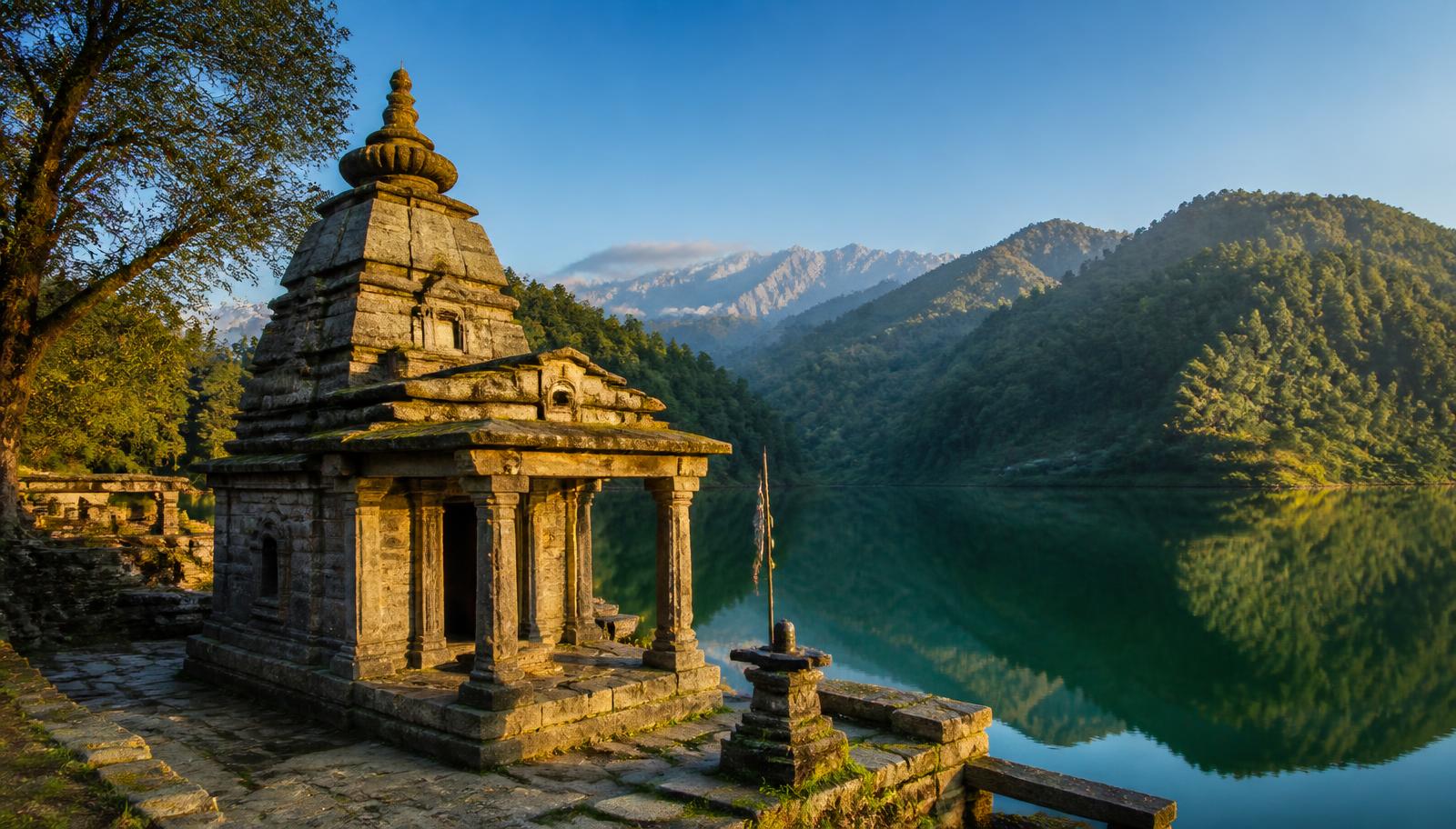 Temple courtyard in the Kumaon hills near Bhimtal