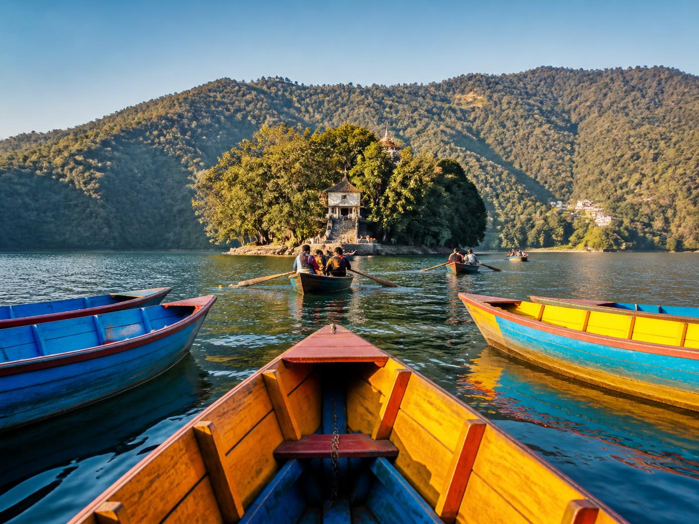 Family sightseeing outing beside Bhimtal Lake