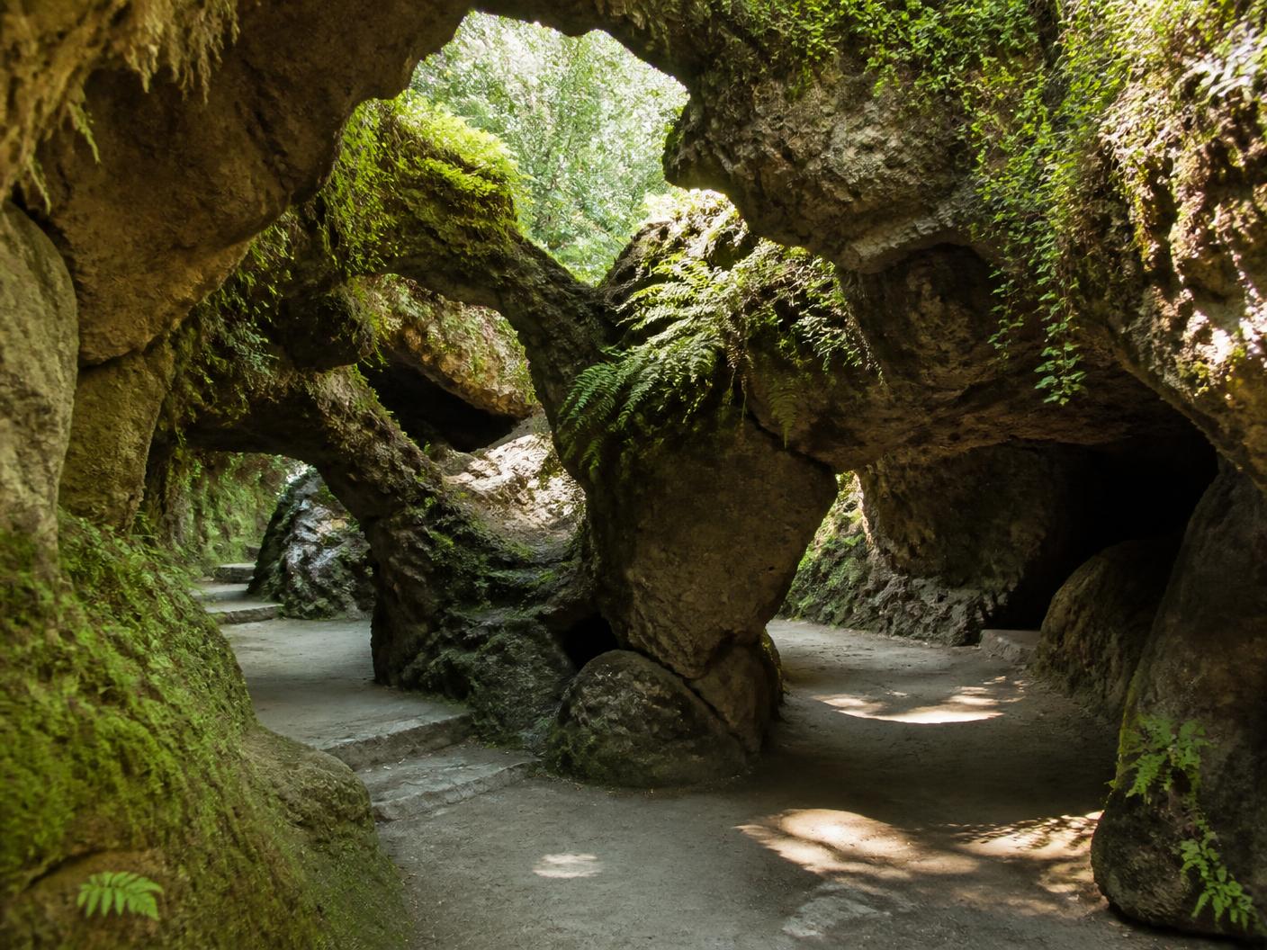Interconnected rocky caves and natural formations at Cave Garden, Nainital
