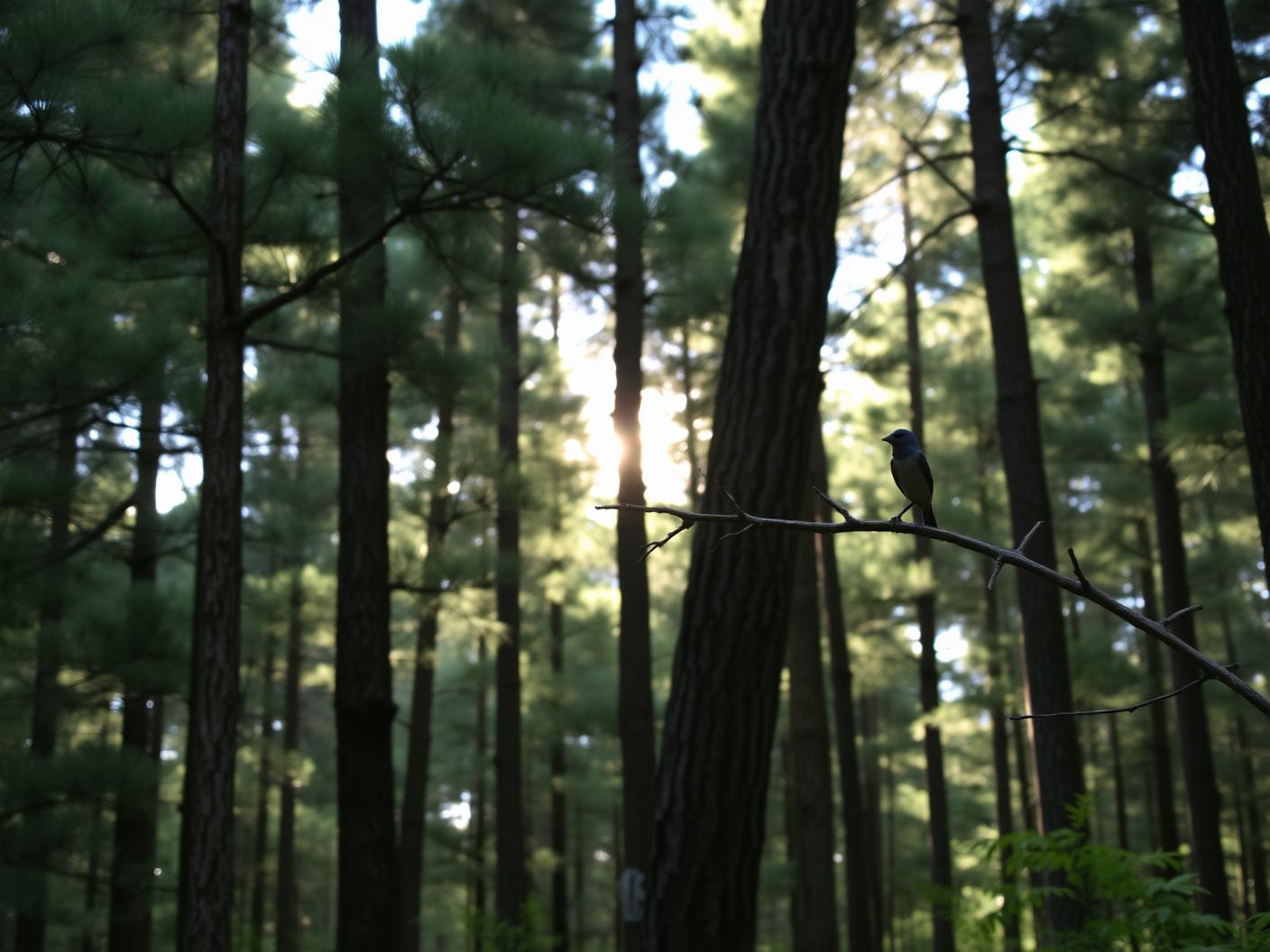 A small Himalayan bird perched on a branch in the pine forest at Sattal
