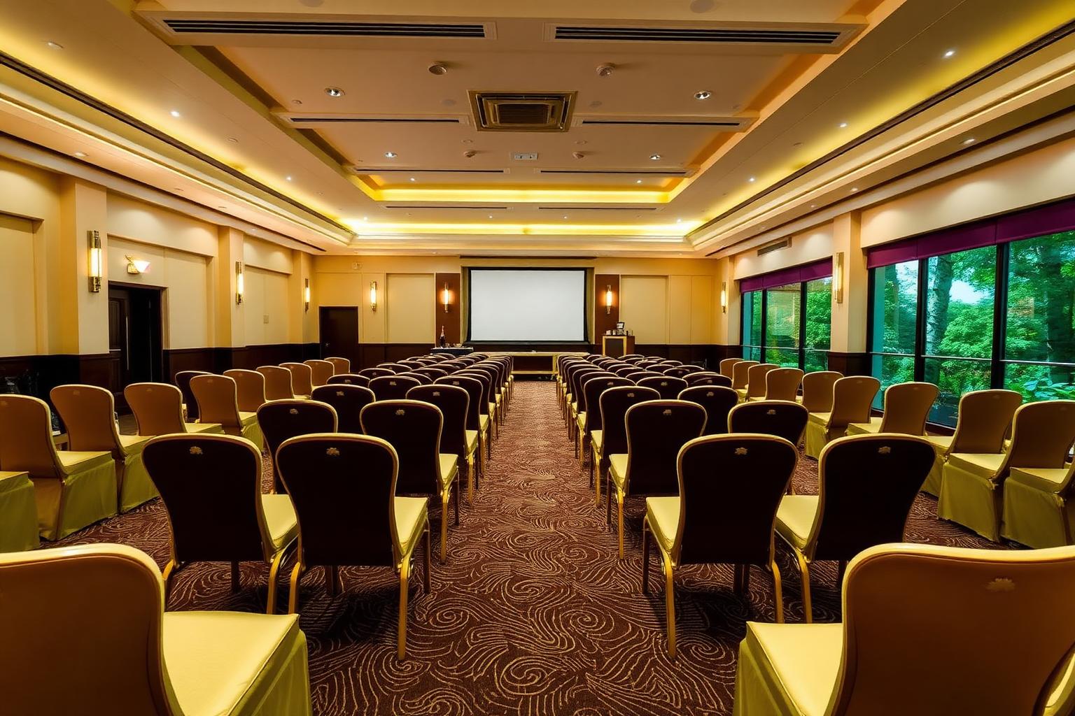 Amber Hall in theatre-style conference setup at The Banyan Retreat