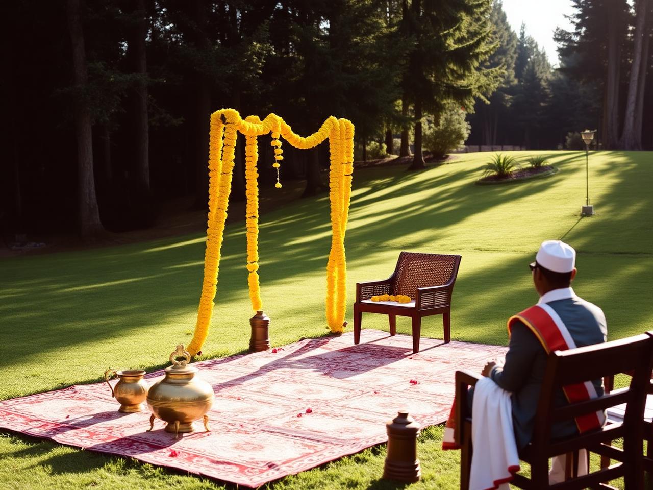 Haldi ceremony setup in the gardens at The Banyan Retreat