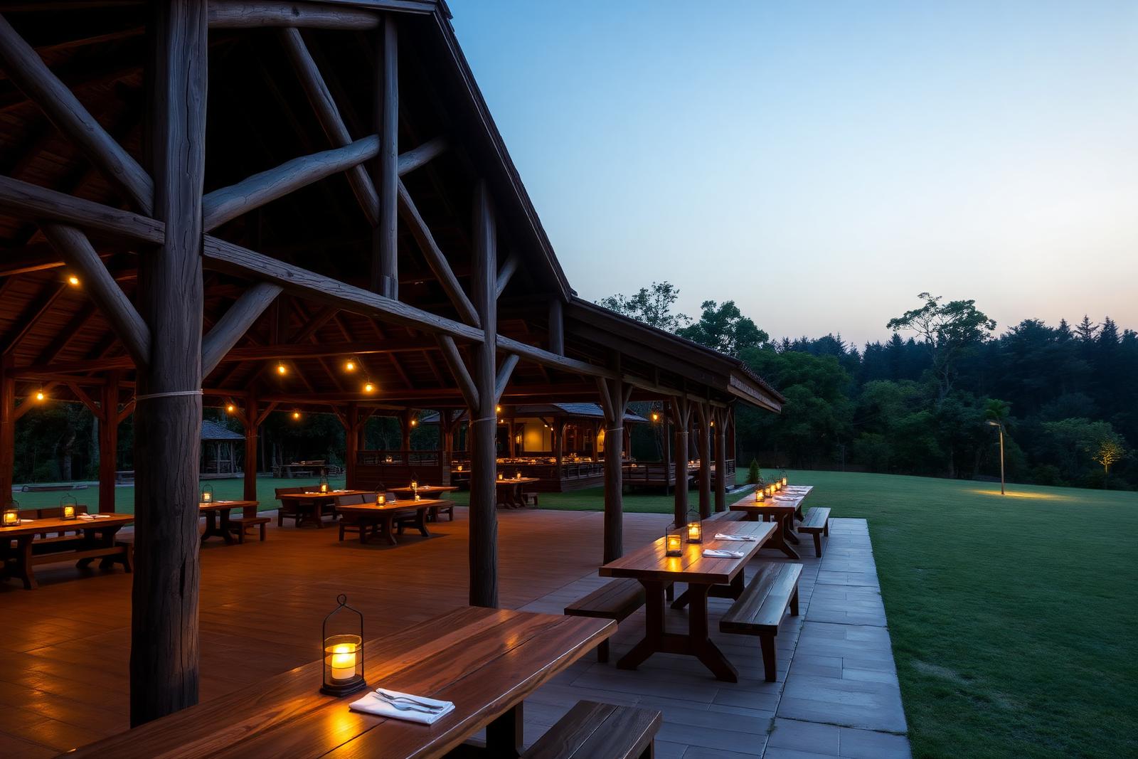 Open-air dining pavilion at Excel Hotels & Resorts, Corbett