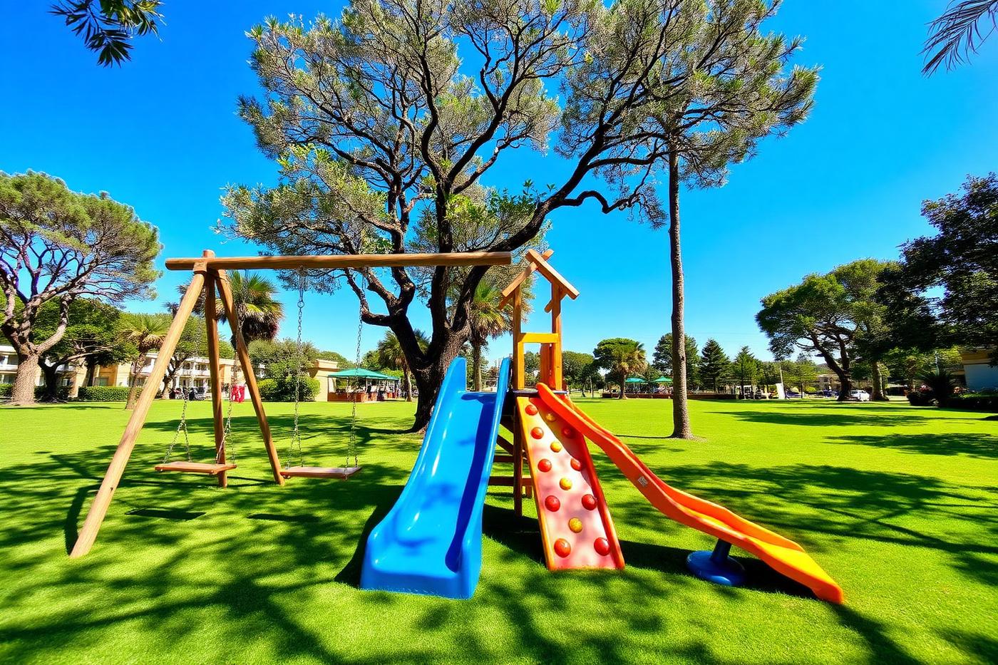Kids' play area and family activities at Mangobloom River Resort