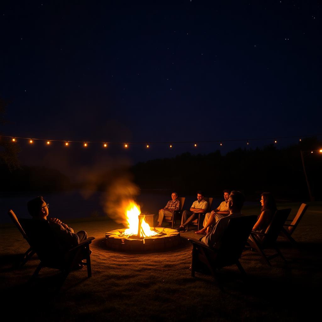 Evening bonfire gathering for groups at Mango Bloom River Resort
