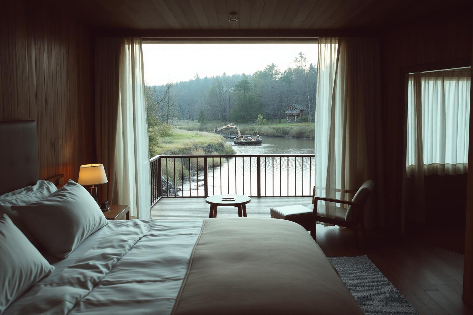 Interior of The Cedar Room at Mango Bloom River Resort, Mohaan