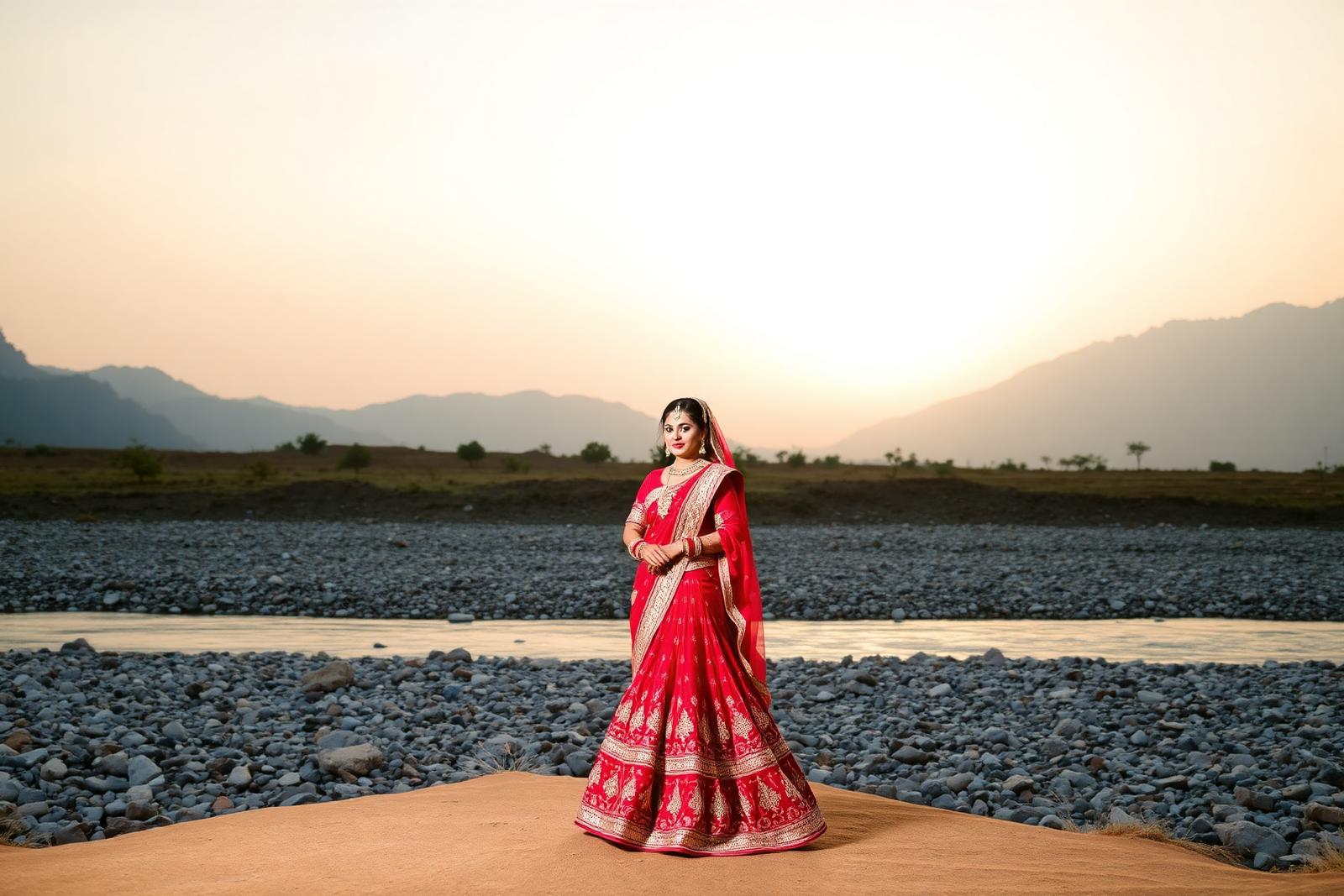 Couple photographed by the Kosi River at Mango Bloom River Resort