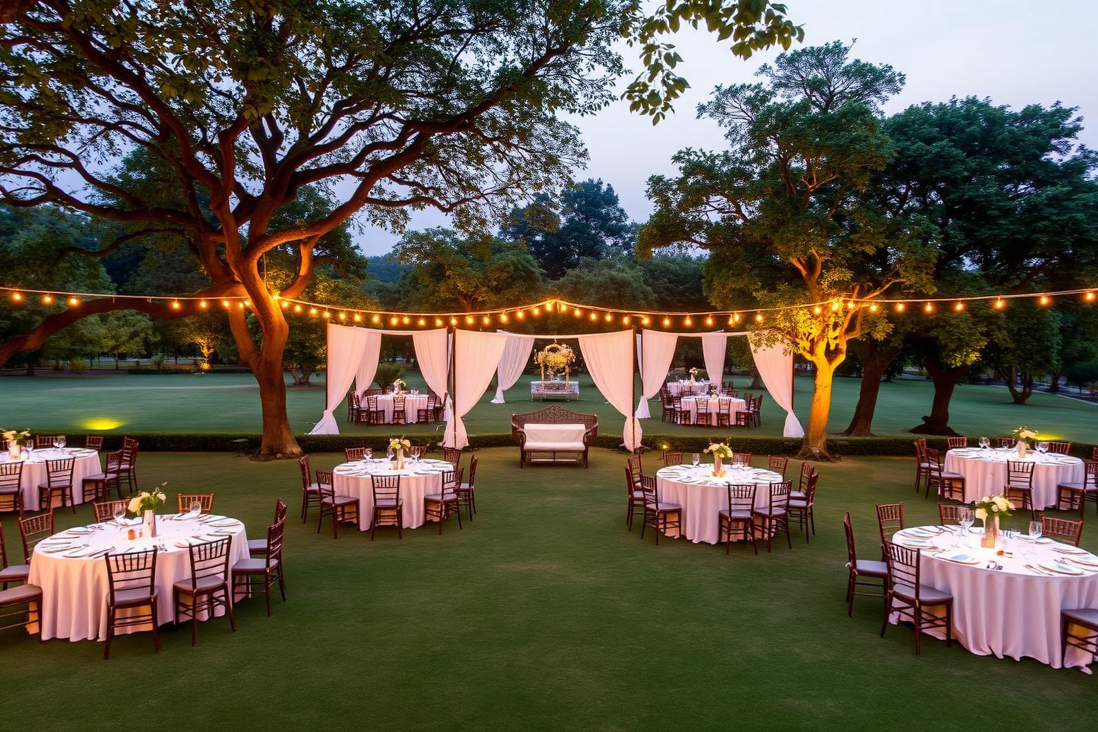 Wedding lawn arranged for a destination wedding at Mango Bloom River Resort