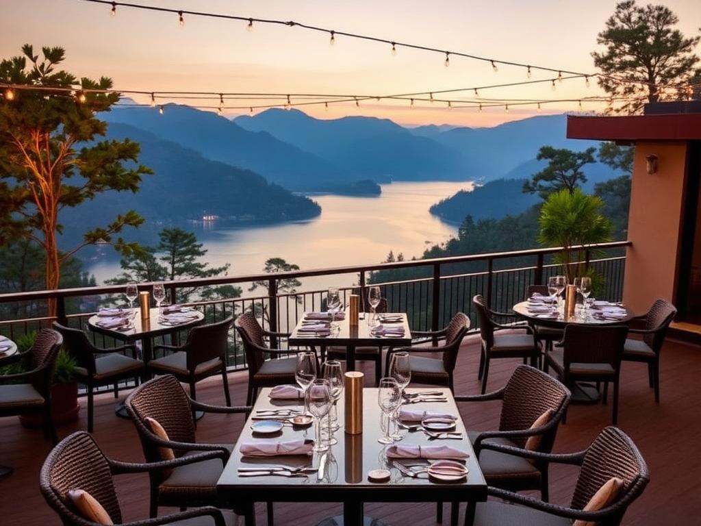 Rooftop dining area at Excel Hotels & Resorts Nainital