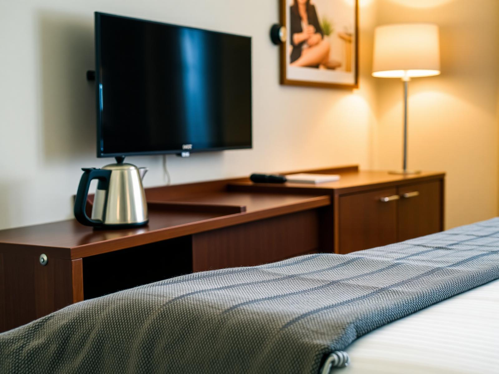 LED television and tea and coffee facilities in the Cotton Tree Room