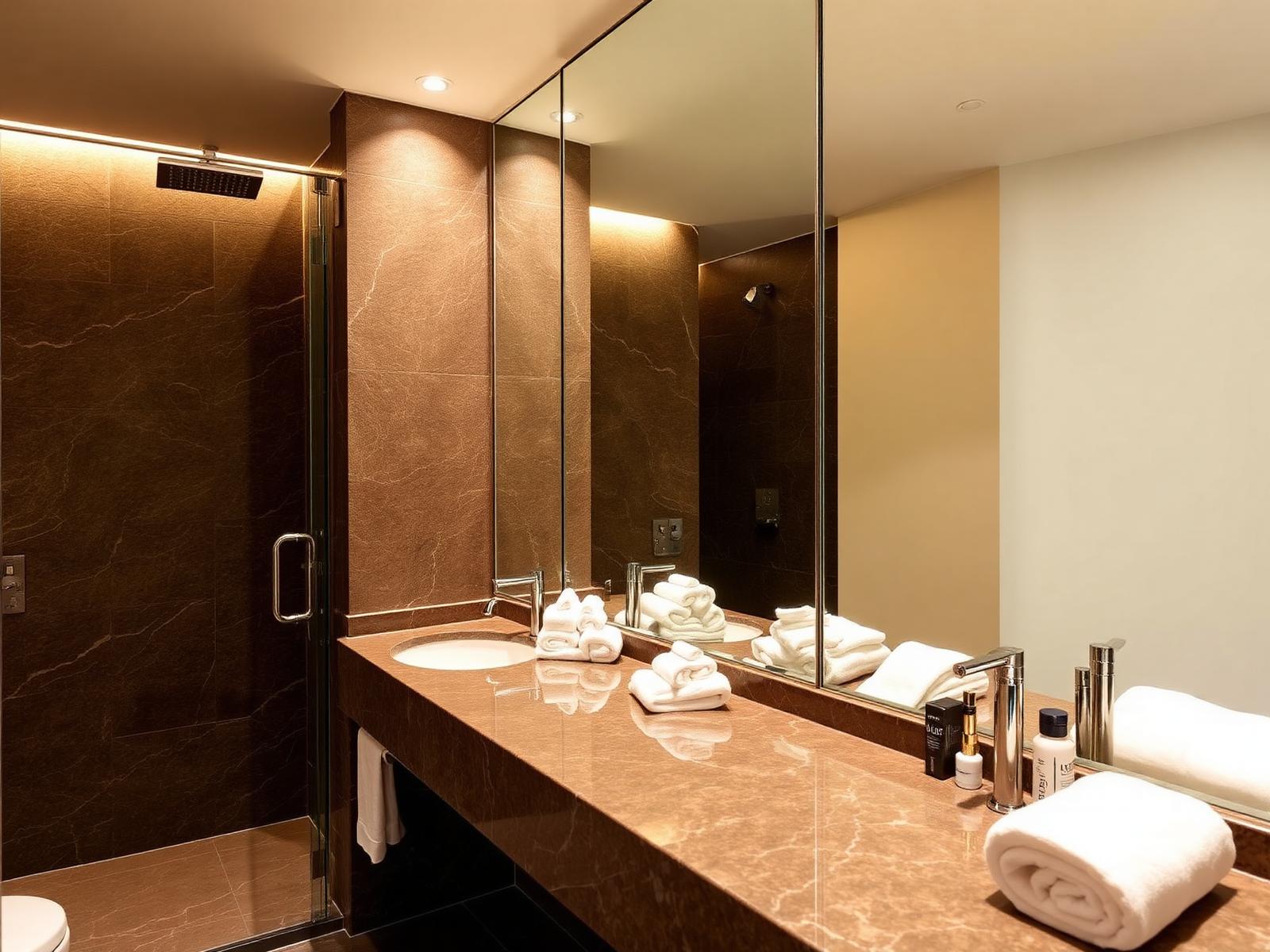 Bathroom with shower and vanity in the Cotton Tree Superior