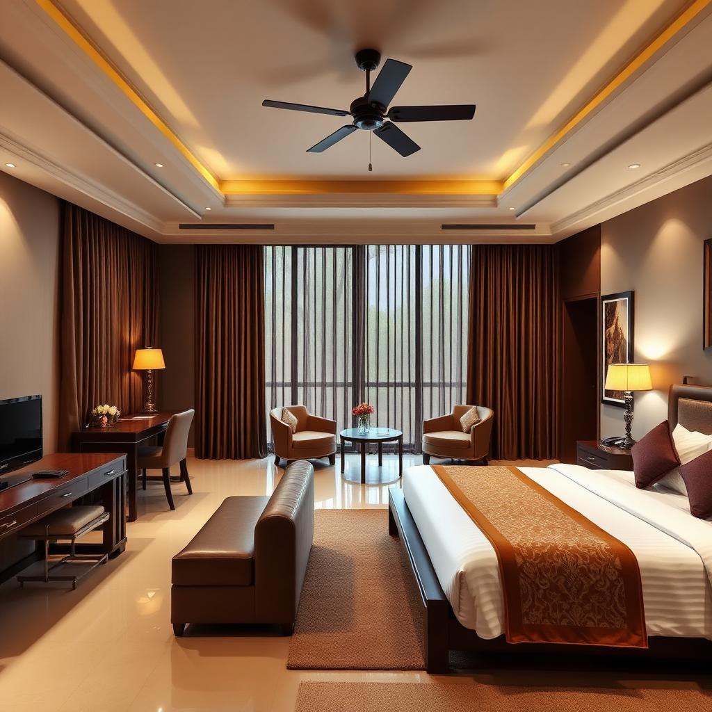 Supreme Room interior with Double Bed in Corbett